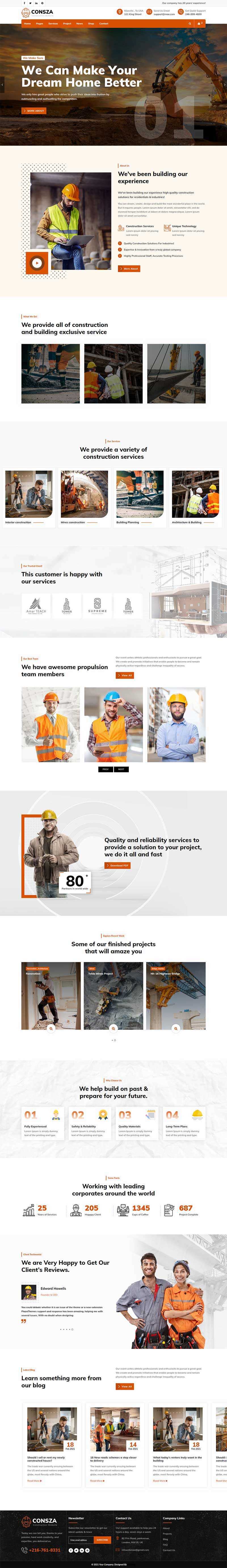 响应式房地产建筑工程企业网站HTML5模板 - KingHub
