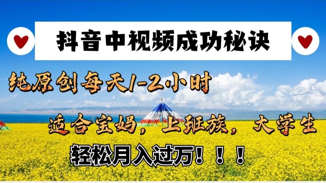 抖音中视频成功秘诀:纯原创每天1-2小时,适合宝妈、上班族、大学生,轻松月入过W! - KingHub