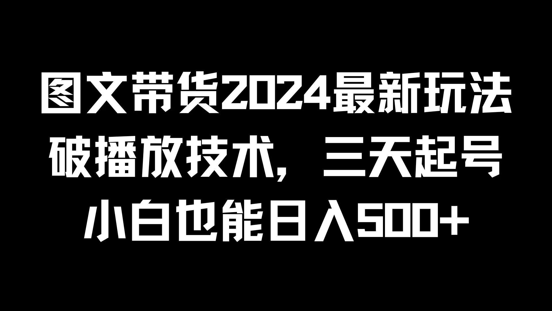 图文带货2024最新玩法，破播放技术，三天起号，小白也能日入500+ - KingHub