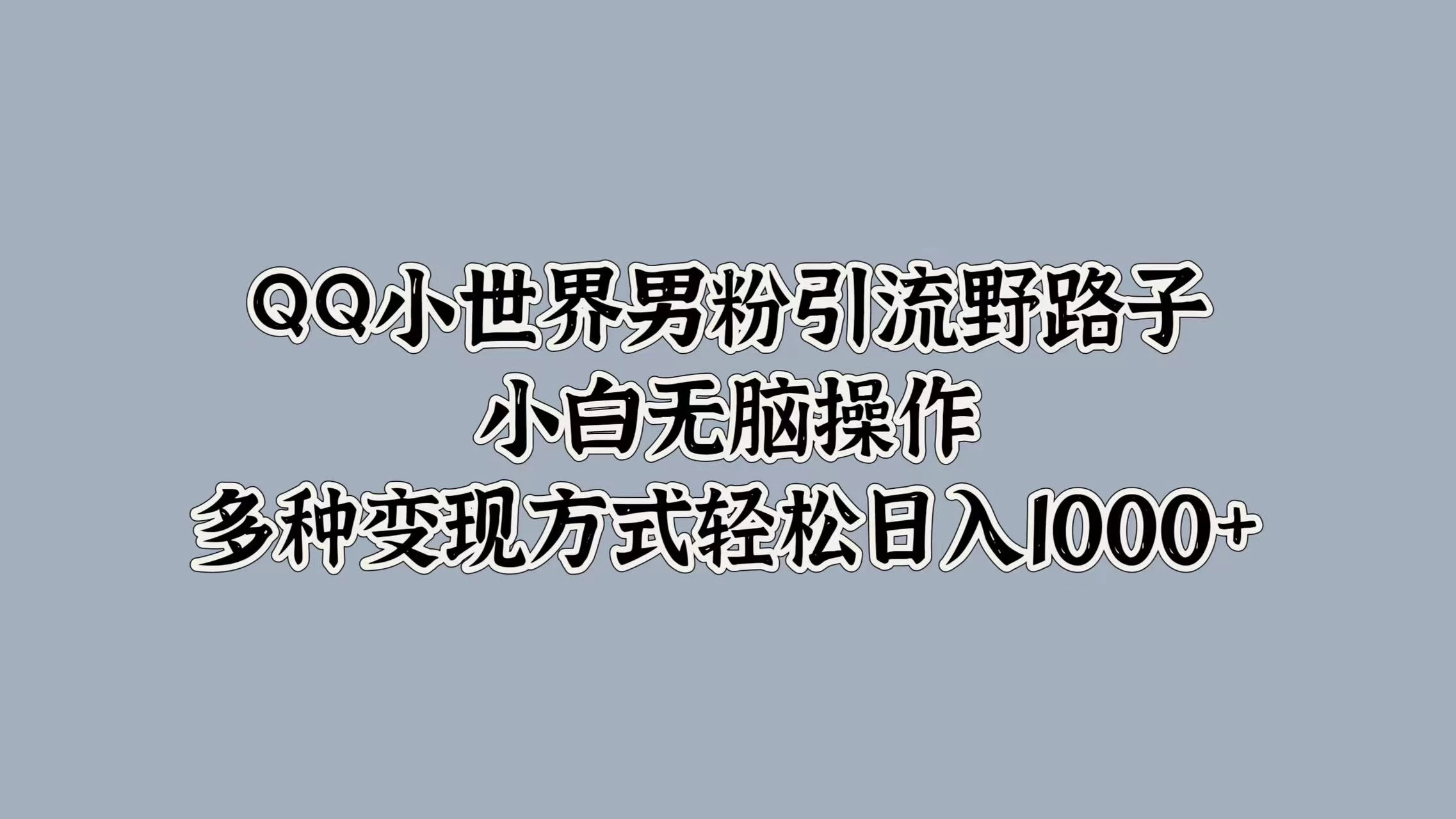 QQ小世界男粉引流野路子，小白无脑操作，多种变现方式轻松日入1000+ - KingHub