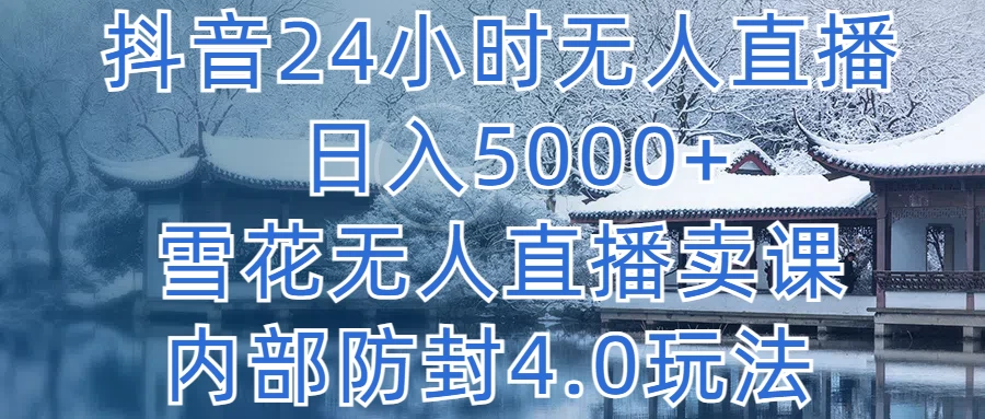 抖音24小时无人直播，日入5000+，雪花无人直播卖课，内部防封4.0玩法 - KingHub
