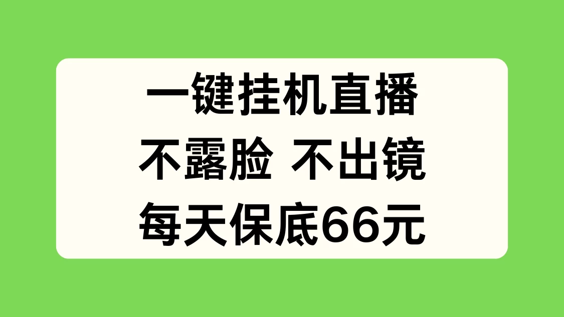 一键挂机直播，不露脸不出境，每天保底66元 - KingHub