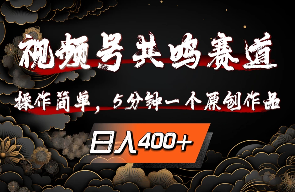 视频号共鸣赛道,操作简单,5分钟1个原创作品,日入400+ - KingHub