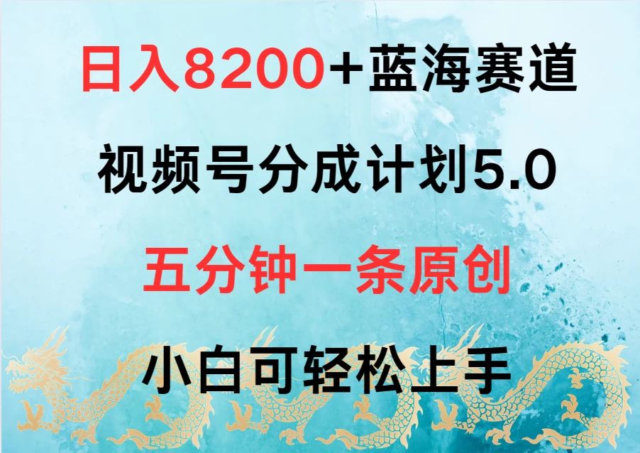 日入8200+蓝海赛道，视频号分成计划5.0，五分钟一条原创，小白可轻松上手 - KingHub