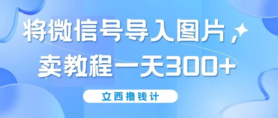 将微信号导入图片，卖教程一天300+（无脑操作！有手就会！） - KingHub
