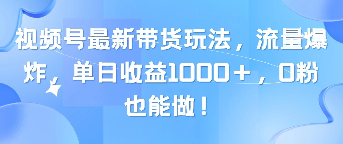 视频号最新带货玩法，流量爆炸，单日收益1000＋，0粉也能做！ - KingHub