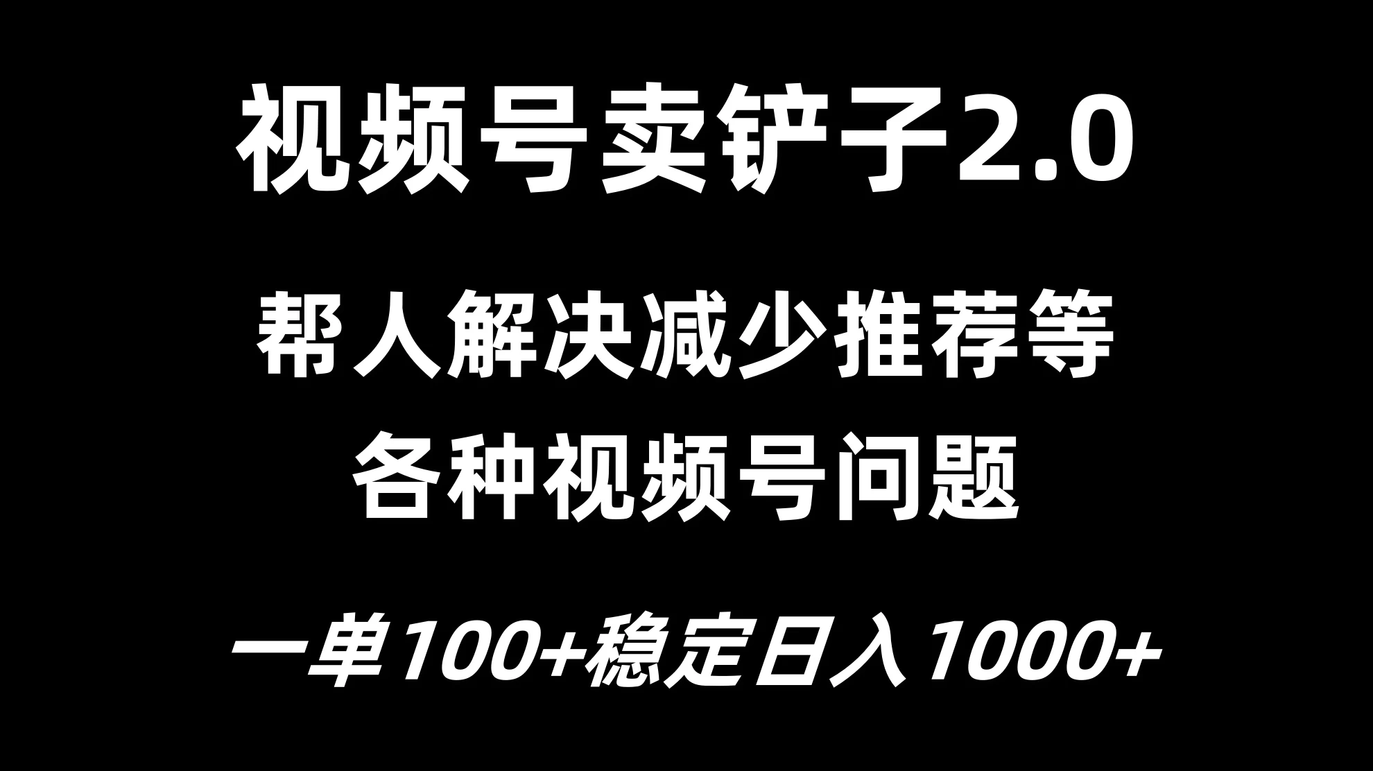 视频号卖铲子2.0，一单收费100，轻松日入1000 - KingHub