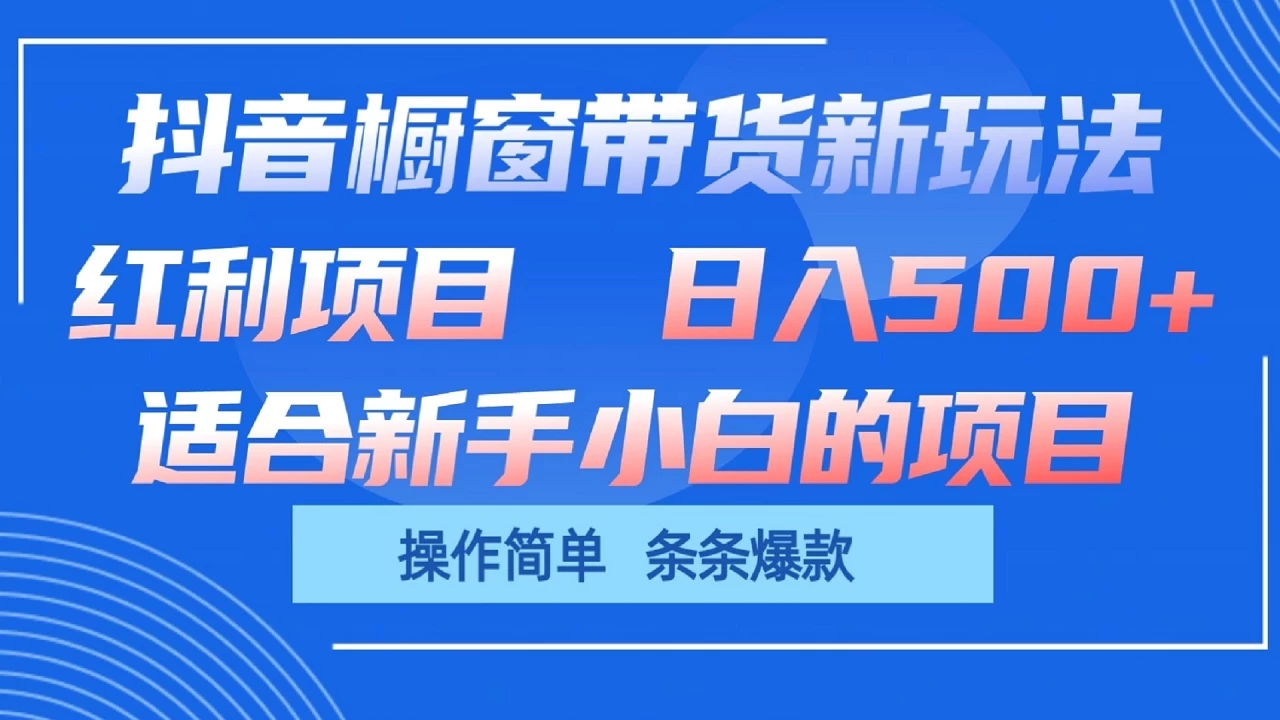 抖音橱窗带货新玩法，单日收益500+，操作简单，条条爆款，新手小白也能轻松上手 - KingHub