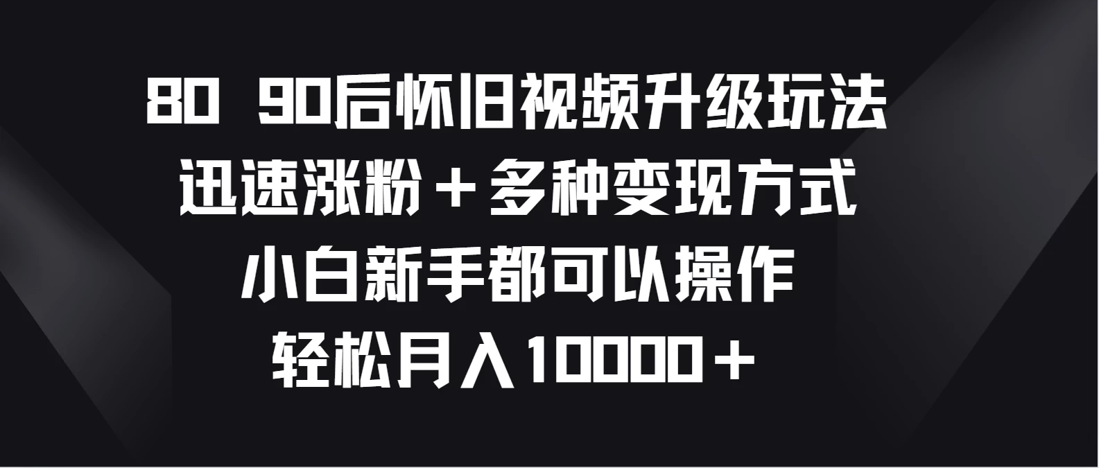 8090后怀旧视频升级玩法，迅速涨粉＋多种变现方式，小白新手都可以操作，轻松月入10000＋ - KingHub