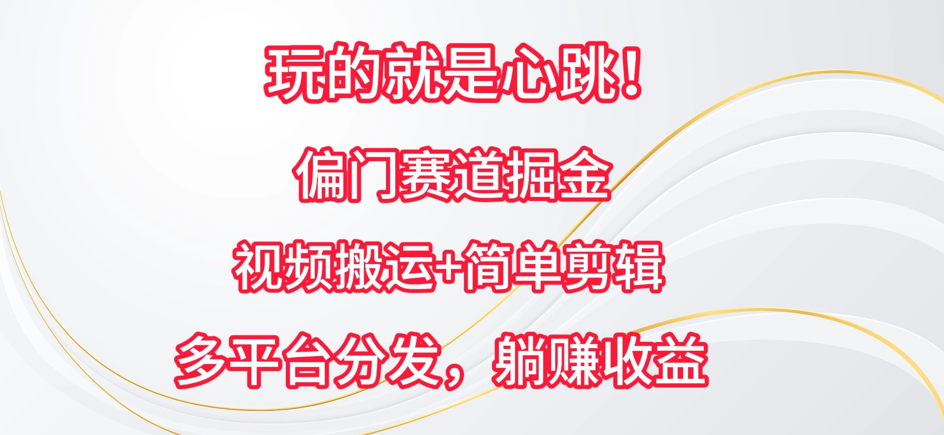 玩的就是心跳！偏门赛道掘金，视频搬运简单剪辑，多平台分发，躺赚收益 - KingHub