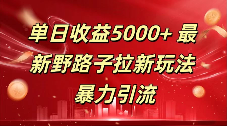 单日收益5000+ 野路子拉新玩法，一单利润43，吃瓜暴力拉新 - KingHub