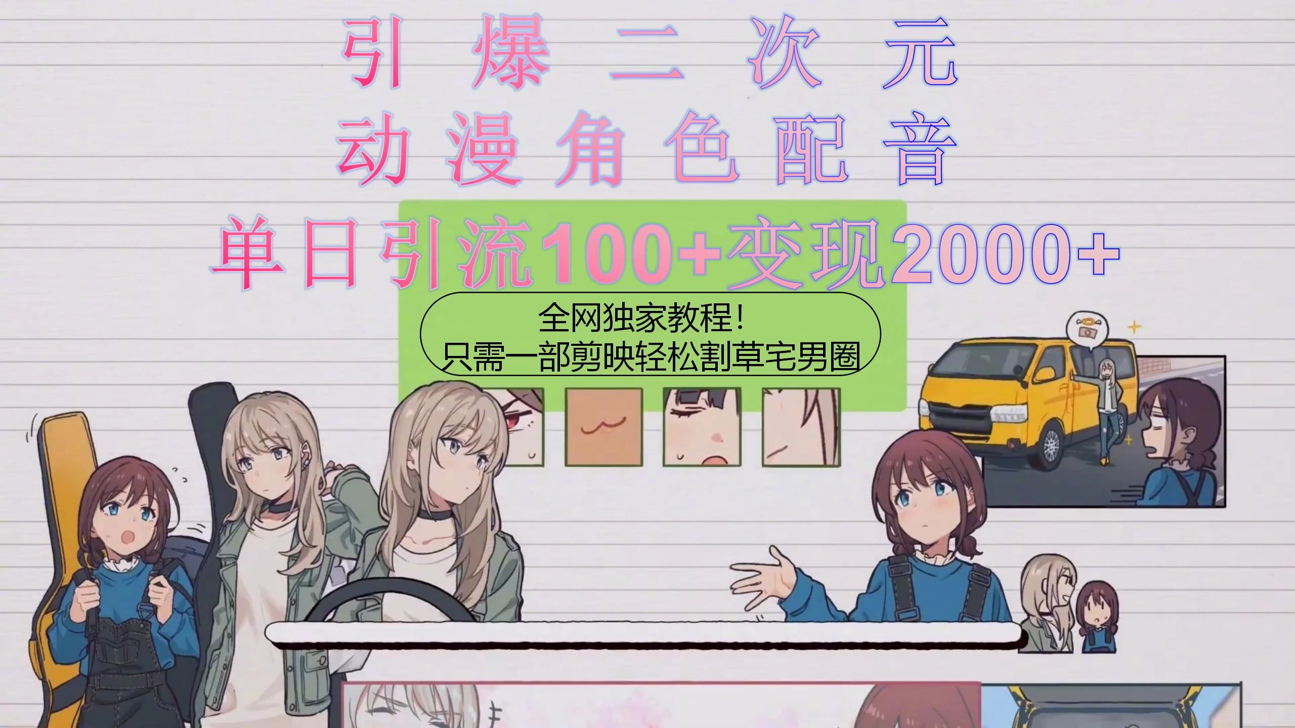 引爆二次元，用动漫角色配音割草宅男圈，只需一个剪映，轻松一天引流100+变现2000+！ - KingHub