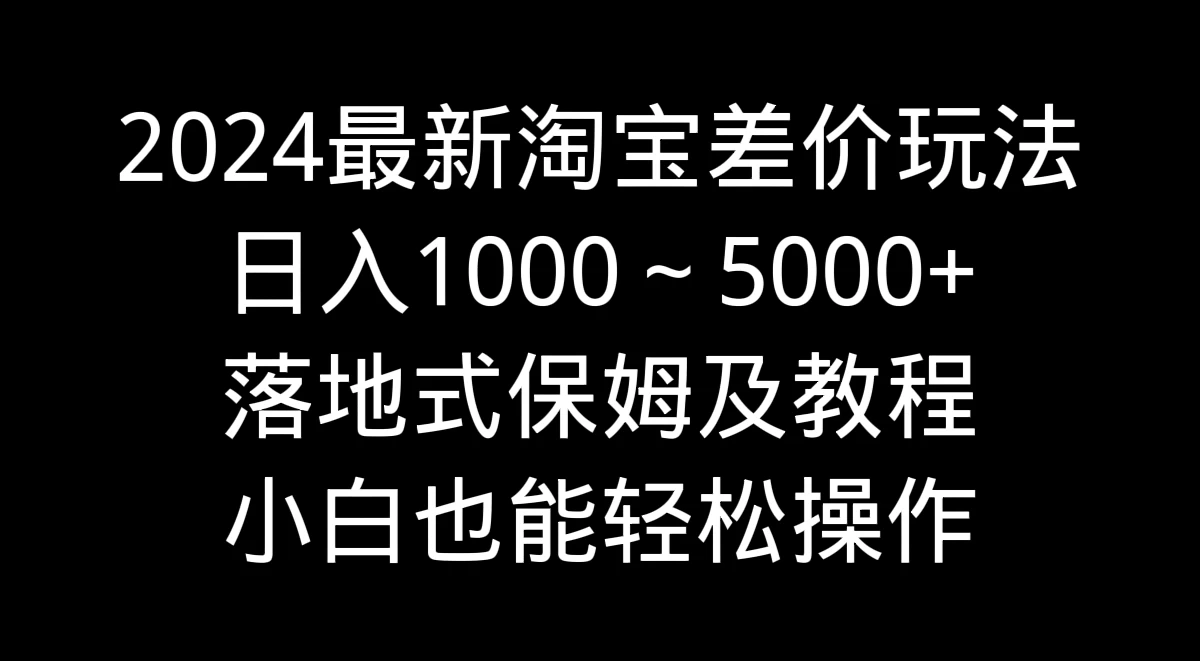 2024最新淘宝差价玩法，日入1000～5000+落地式保姆及教程 小白也能轻松操作 - KingHub