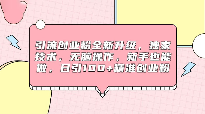 引流创业粉全新升级，独家技术，无脑操作，新手也能做，日引 100+ 精准创业粉 - KingHub