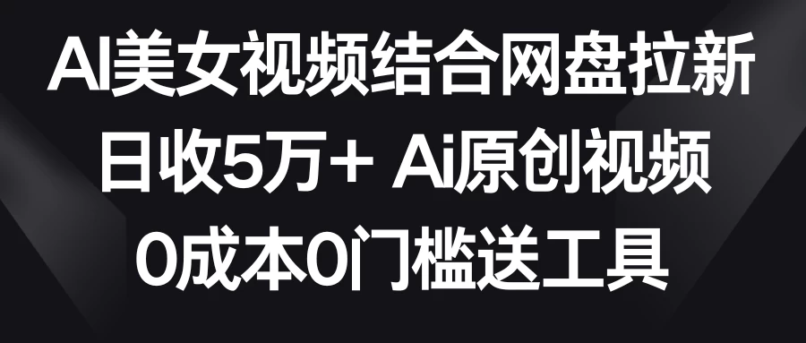 AI美女视频结合网盘拉新，日收5万+ 两分钟一条Ai原创视频，0成本0门槛送工具 - KingHub