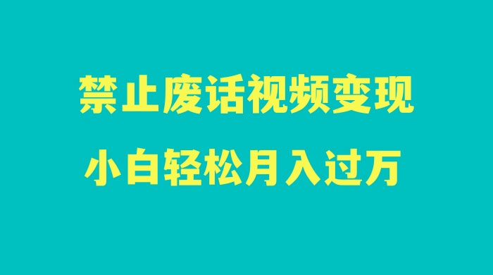 最新蓝海项目，靠禁止废话视频变现，一部手机，小白轻松月入过万！ - KingHub