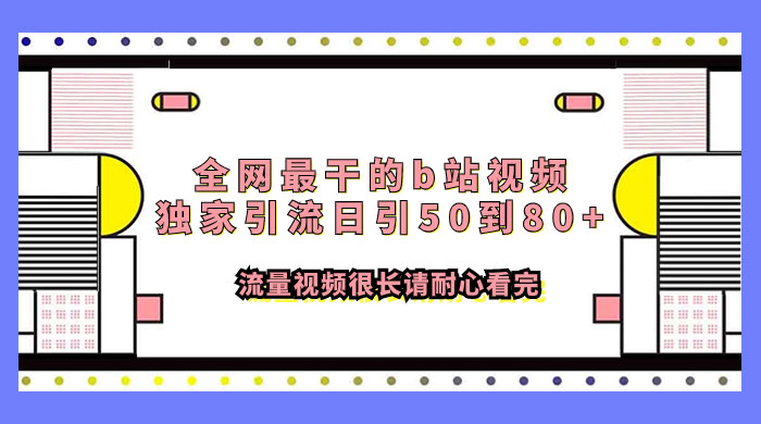 全网最干的 B 站视频独家引流，日引 50~80+ 流量 - KingHub