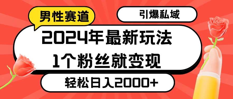 2024年最新男性赛道玩法，引爆私域流量，1个粉丝就变现，轻松日入2000+ - KingHub