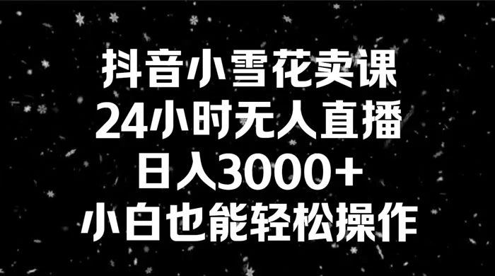 抖音小雪花卖课，24 小时无人直播，日入 3000+ ，小白也能轻松操作 - KingHub