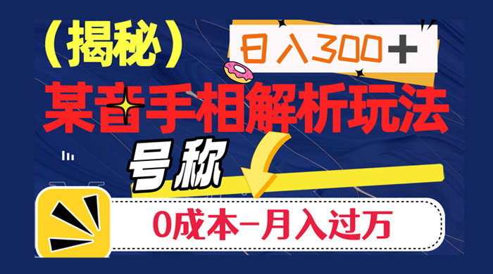 抖音手相解析玩法,聊聊天日入 300+,号称 0 成本月入过万 - KingHub