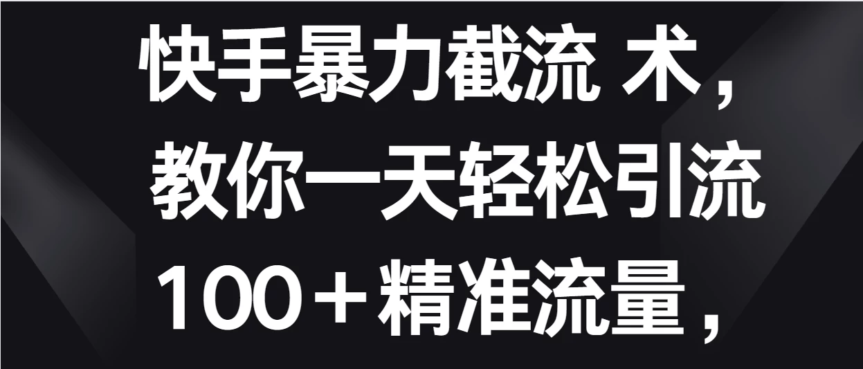 快手暴力截流术，教你一天轻松引流100＋精准流量，当天做当天见效果 - KingHub