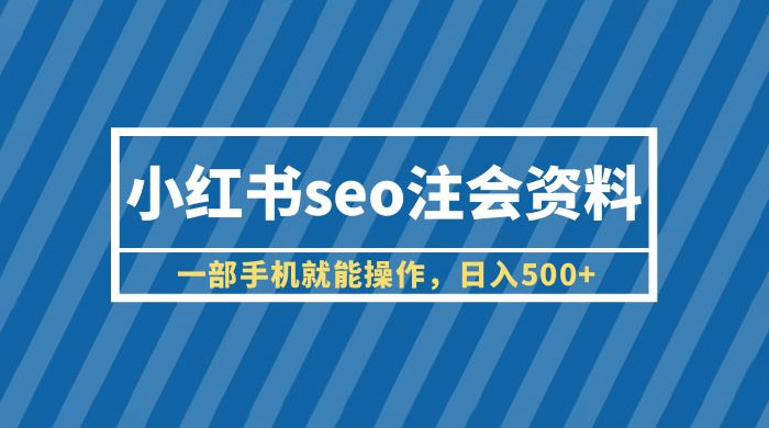 小红书 SEO 注会资料：一部手机就能操作，日入过百 - KingHub