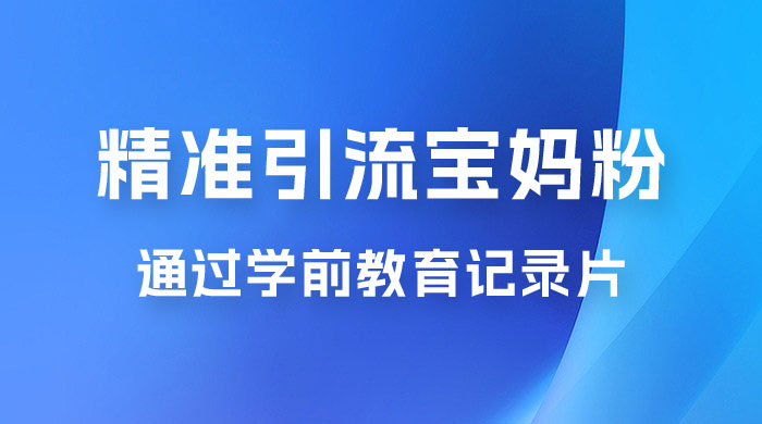 精准引流宝妈粉：通过学前教育记录片，单日最高变现 500+（附 900G 资料） - KingHub