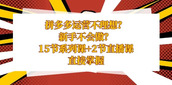 拼多多运营不理想？新手不会做？​15 节系列课+ 2 节直播课，直接掌握 - KingHub