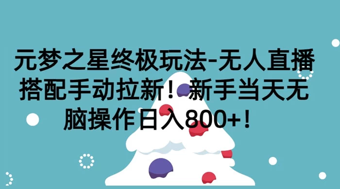 元梦之星终极玩法-无人直播搭配手动拉新，新手当天无脑操作日入800+ - KingHub