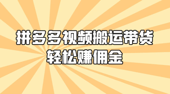 零门槛月入过万！拼多多视频搬运带货，轻松赚佣金！只需一部手机，一步一步教你实现居家挣钱梦！ - KingHub