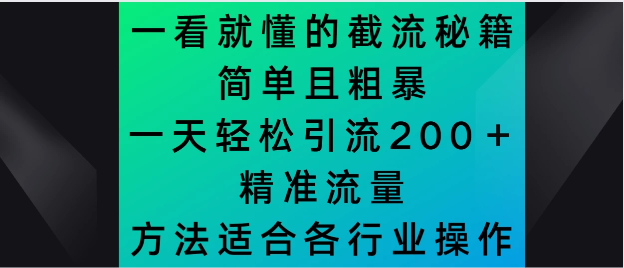一看就懂的截流秘籍，简单粗暴，一天轻松引流200＋精准流量 方法适合各个行业操作 - KingHub