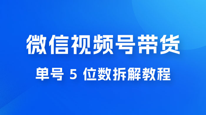 最新红利期，微信视频号带货项目，单号 5 位数拆解教程 - KingHub