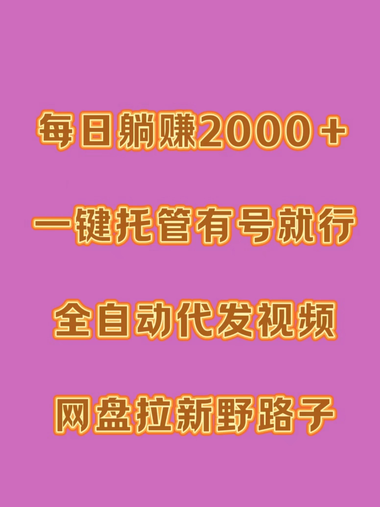 每日躺赚2000＋，一键托管有号就行，全自动代发视频，网盘拉新野路子 - KingHub