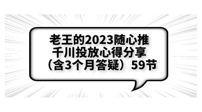 老王的 2023 随心推 + 千川投放心得分享 3 个月答疑「 59 节」 - KingHub