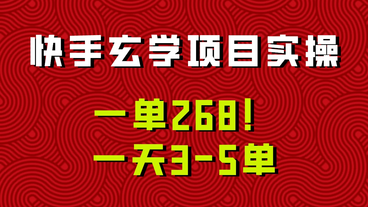 快手玄学项目实操，一单268！配套齐全新手也可快速上手！ - KingHub