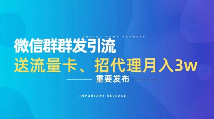 利用微信群卖流量卡，招代理，3 个月变现 11 万（附软件） - KingHub