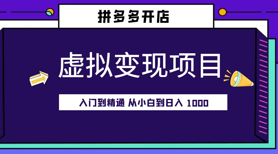 拼多多开店虚拟变现项目：入门到精通 从小白到日入 1000「完整版」 - KingHub