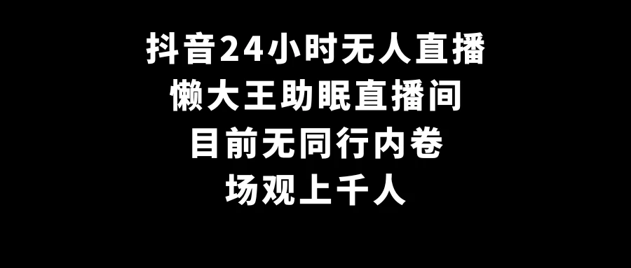 抖音24小时无人直播，懒大王助眠直播间，目前无同行内卷，场观上千人 - KingHub