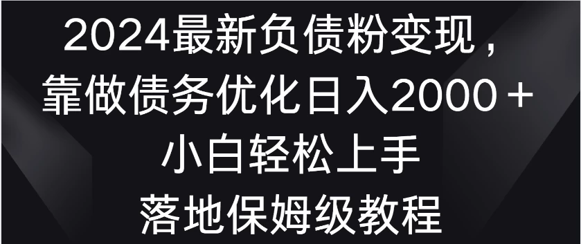2024最新负债粉变现，靠做债务优化日入2000＋小白轻松上手 落地保姆级教程 - KingHub