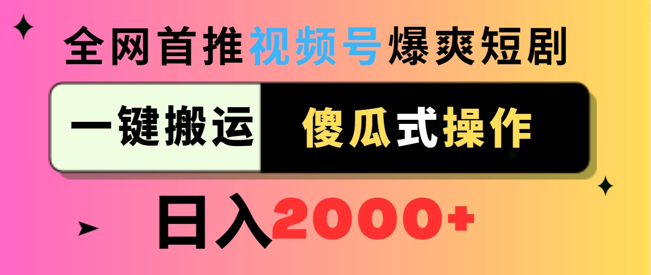 视频号爆爽短剧推广，一键搬运，傻瓜式操作，日入2000+ - KingHub