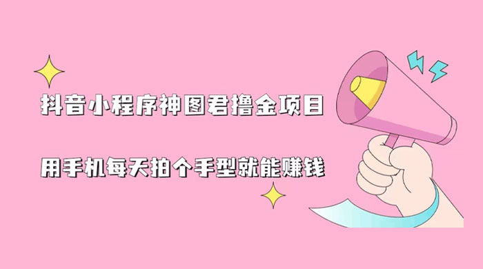 抖音小程序神图君撸金项目：用手机每天拍个手型挂载一下小程序就能赚钱 - KingHub